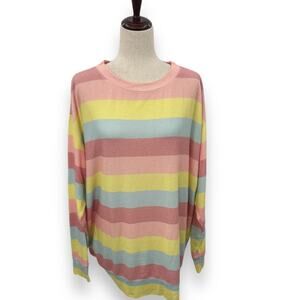 Wildfox Pastel STripe Pullover Sweater Top Oversized Size Medium Slouchy Fit